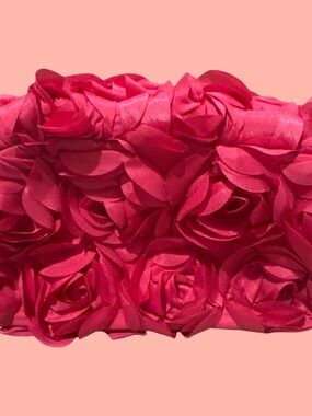 Pink Rose Appliqué Clutch Bag